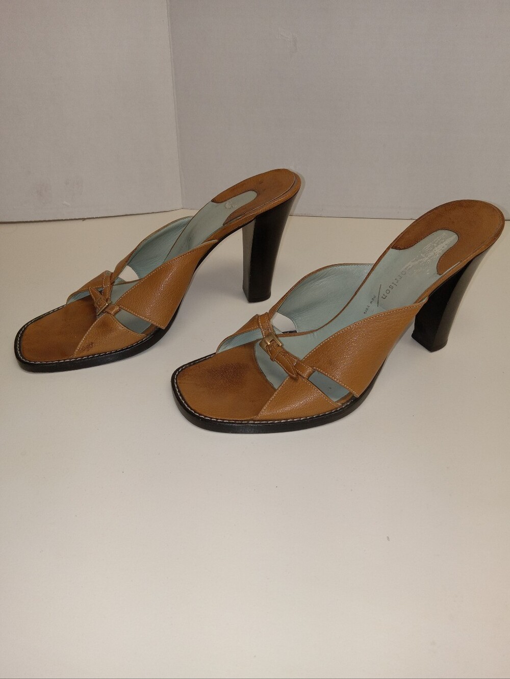 Sigerson Morrison Cognac Leather Mules Size 9.5
